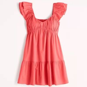 NWT Abercrombie & Fitch Ruched Flutter Sleeve Dress M Tall